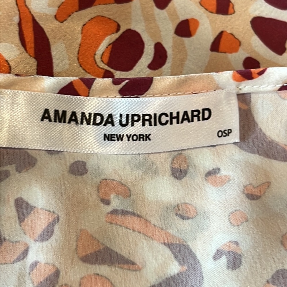 Amanda Uprichard New York Satin Animal Print Robe Burgundy Orange OSP (Sz 12-20) - Picture 9 of 10